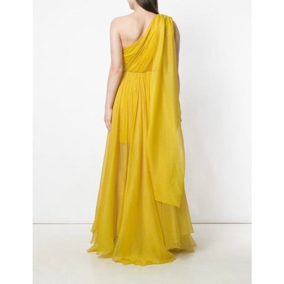 NEW NWT Maria Lucia Hohan Silk Crepon Gown Yellow size 10 - Picture 3 of 12